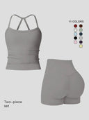 Yoga Set Women Quick Dry Cami High Waist Shorts