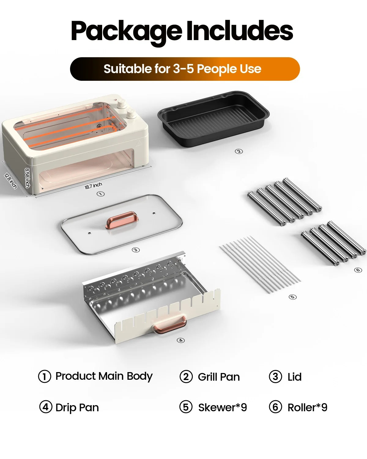 Smokeless Indoor Electric Grill, Countertop BBQ with Dual-Zone — product view 6