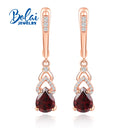 Sterling Silver Garnet Gemstone Earrings 925 Red Elegant Fine Jewelry Gift