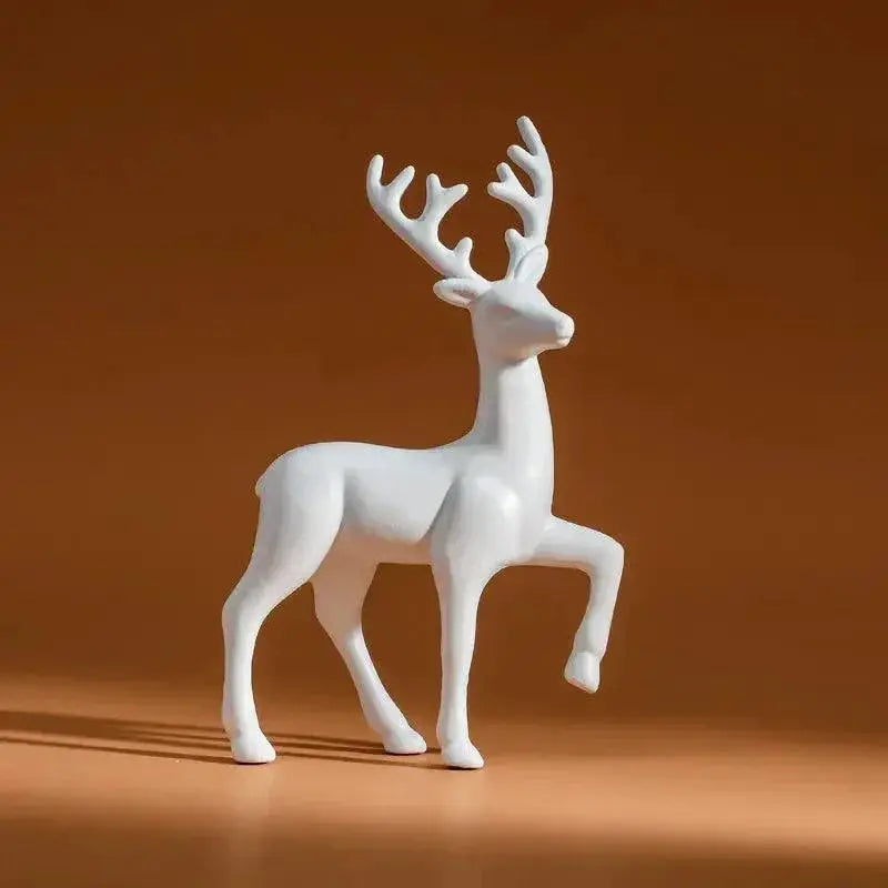 Elegant Resin Mother Deer And Fawn Sculptures For Christmas