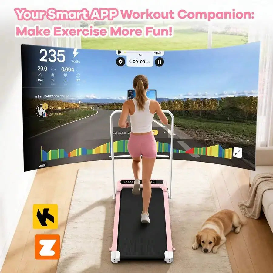 Foldable Treadmill With 10% Incline, Upgrade 3.0 HP Low Noise Walking Pad Treadmill With Handle Bar,LED Display&Wide Running Deck,320 Lbs Capacity,Works With KINOMAP Apps & Mute Remote Control