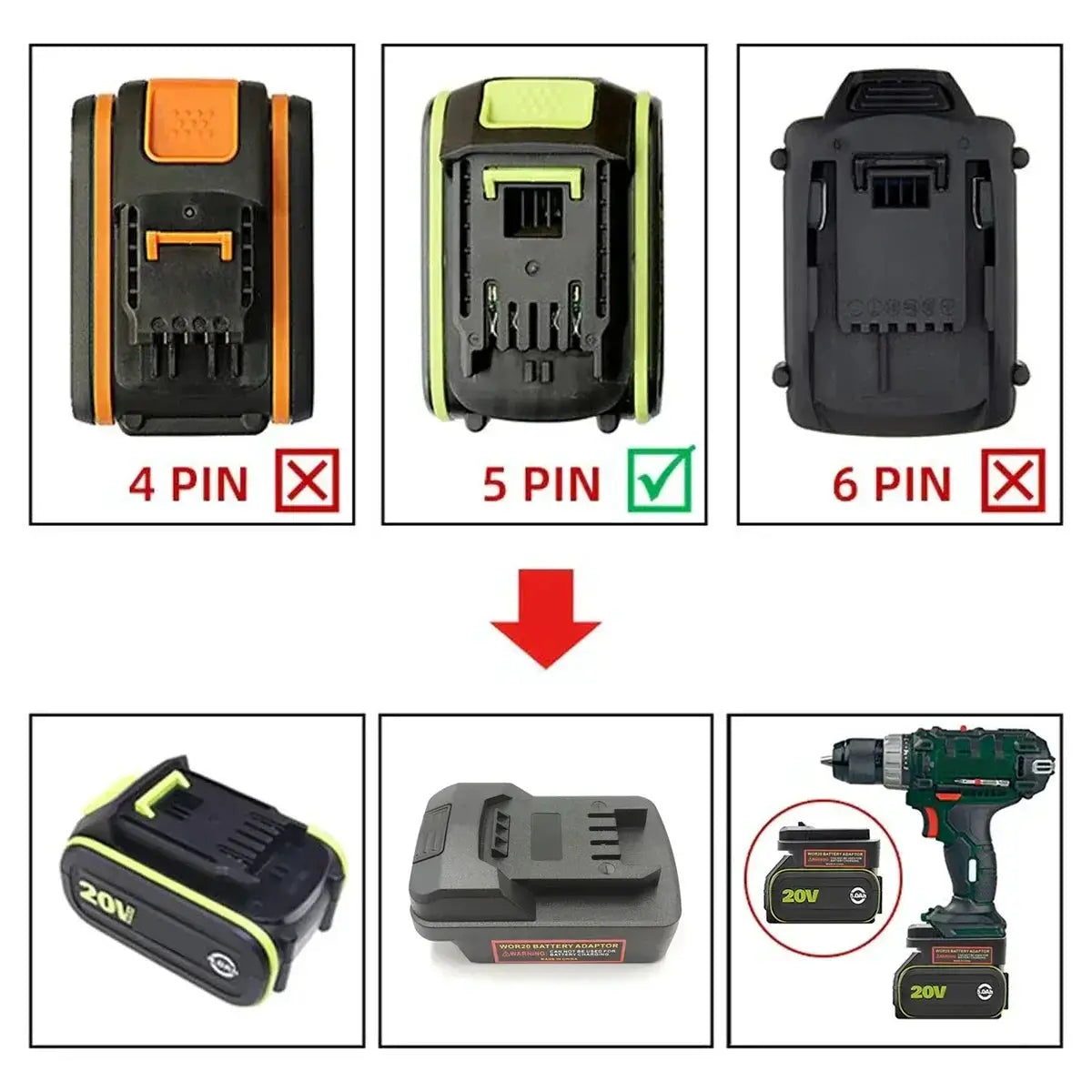 Parkside 20V Battery Adapter For Makita Bosch Tools