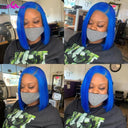 Stunning Blue Bob Wig With Transparent Lace Front 13x4