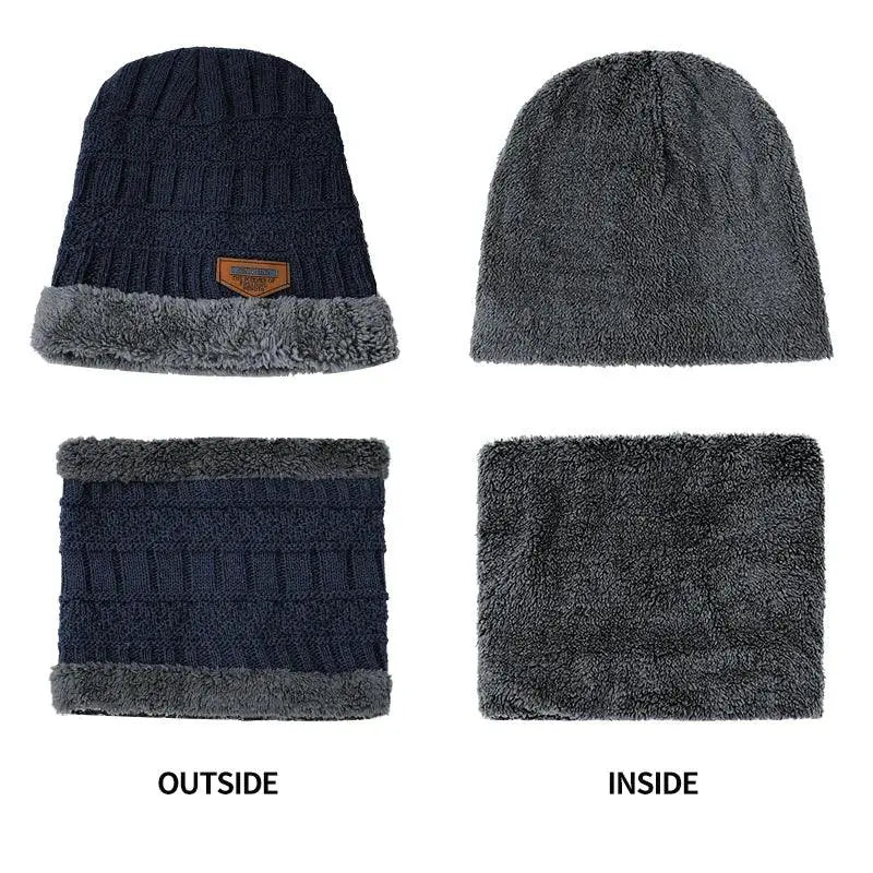 Winter Beanie Hat And Wool Scarf Set For Men And Women