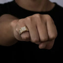 Gold Square Zircon HipHop Ring