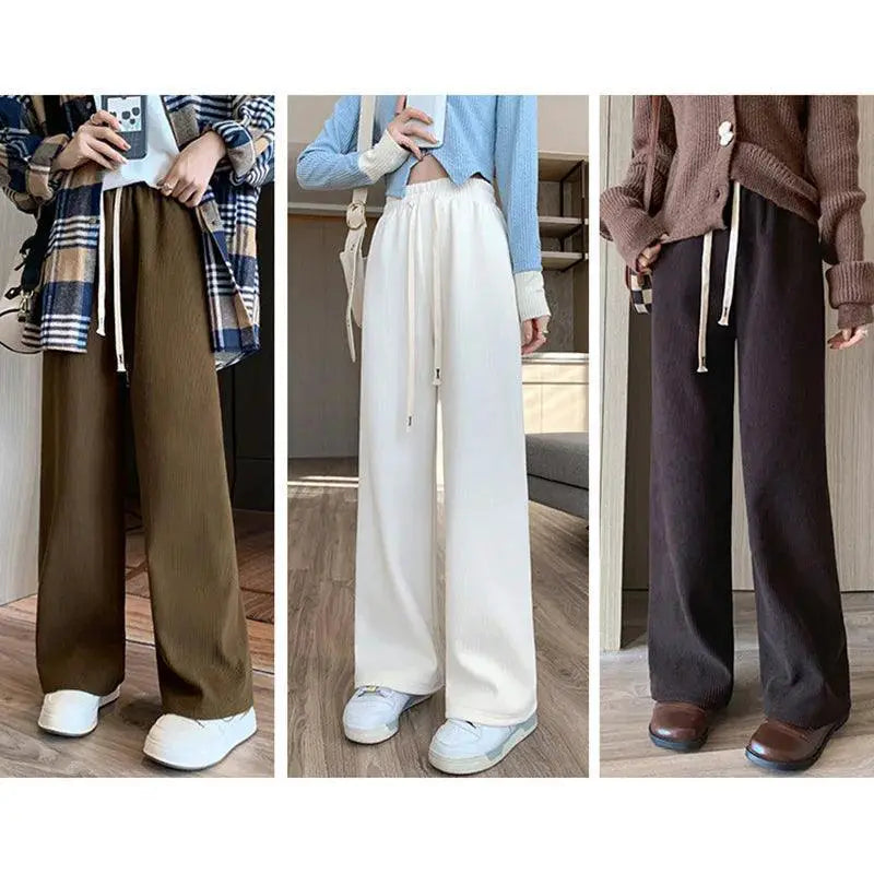 Chic Wide Leg Pants Elastic Waist Trousers For Spring
