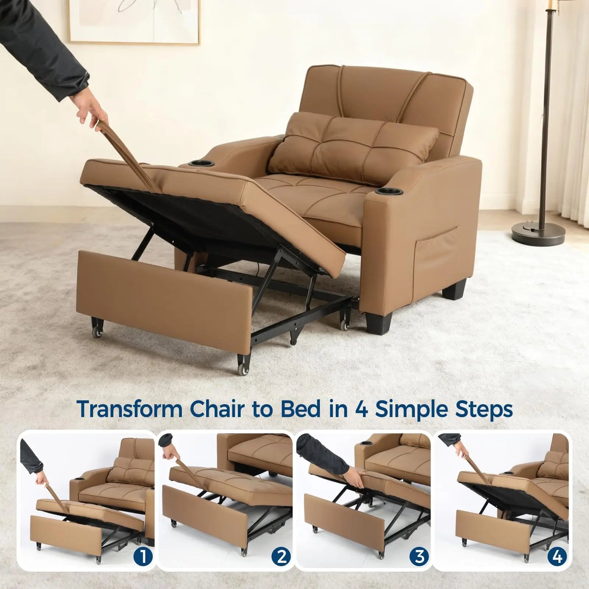 USB Adjustable Upholstered Couch