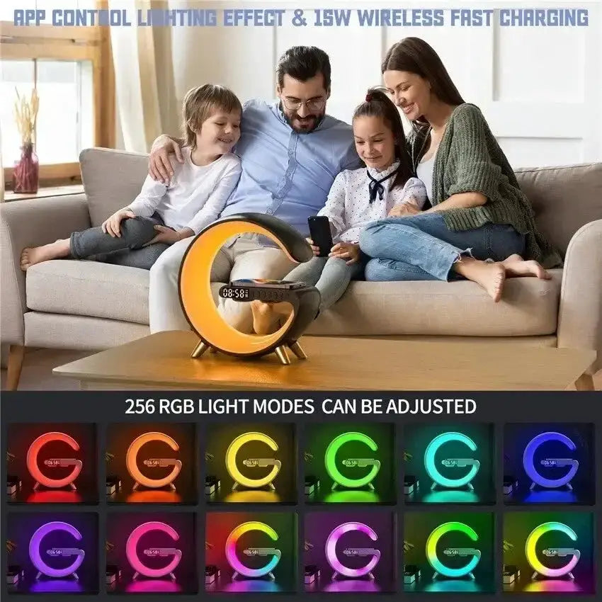 G Wireless Charger Clock Stand Bluetooth Speaker Night Light - OurLum.com