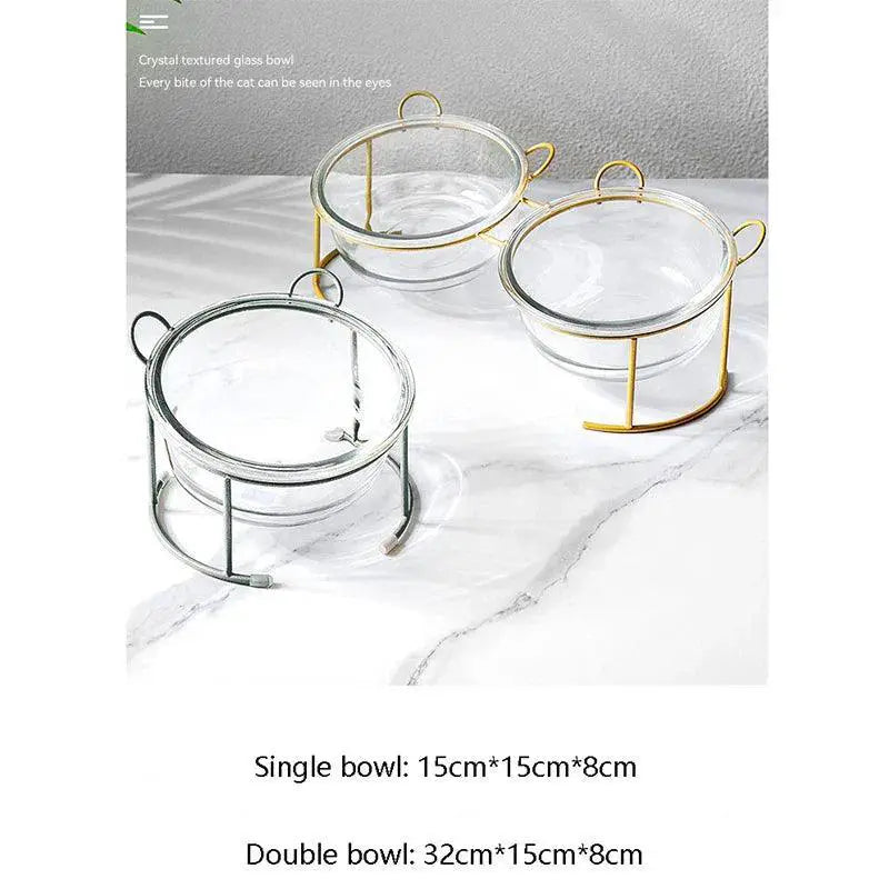 Elevated Glass Cat Bowls With Stand For Stylish Feeding