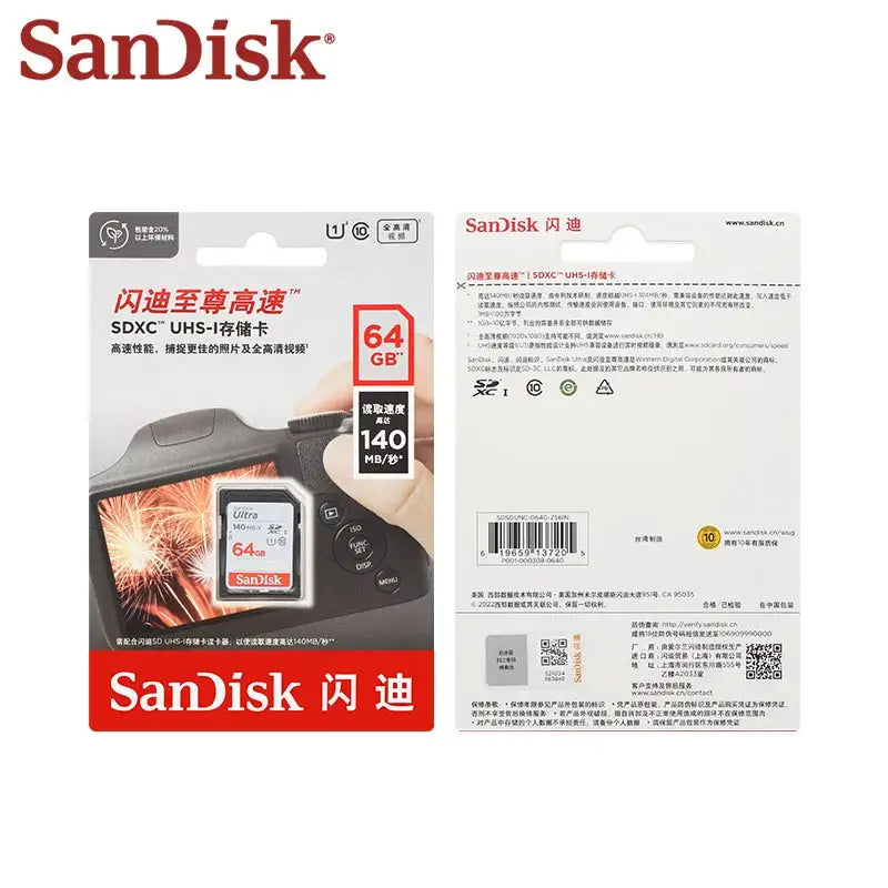 Original SanDisk Ultra SD Card C10 Max 120MB/s Flash Card 32GB 64G SDXC 128GB SDHC Class 10 Memory Card 256GB SD Card For Camera