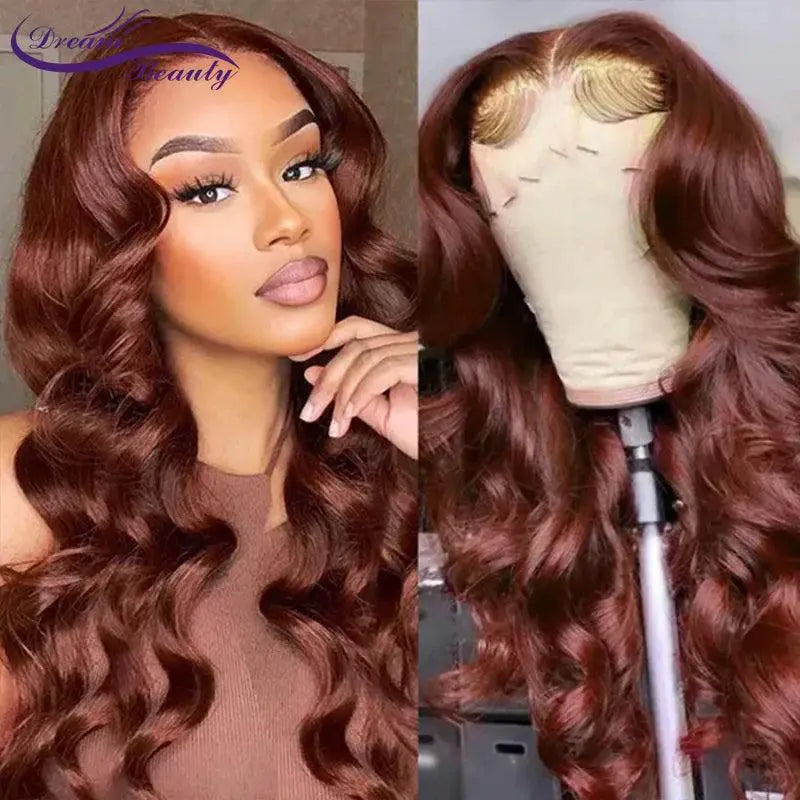 Luxe Reddish Brown Wavy Peruvian Human Hair Wig For Women