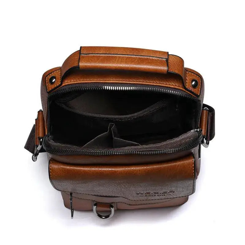 PU Leather Crossbody Bag for Men Business Essential