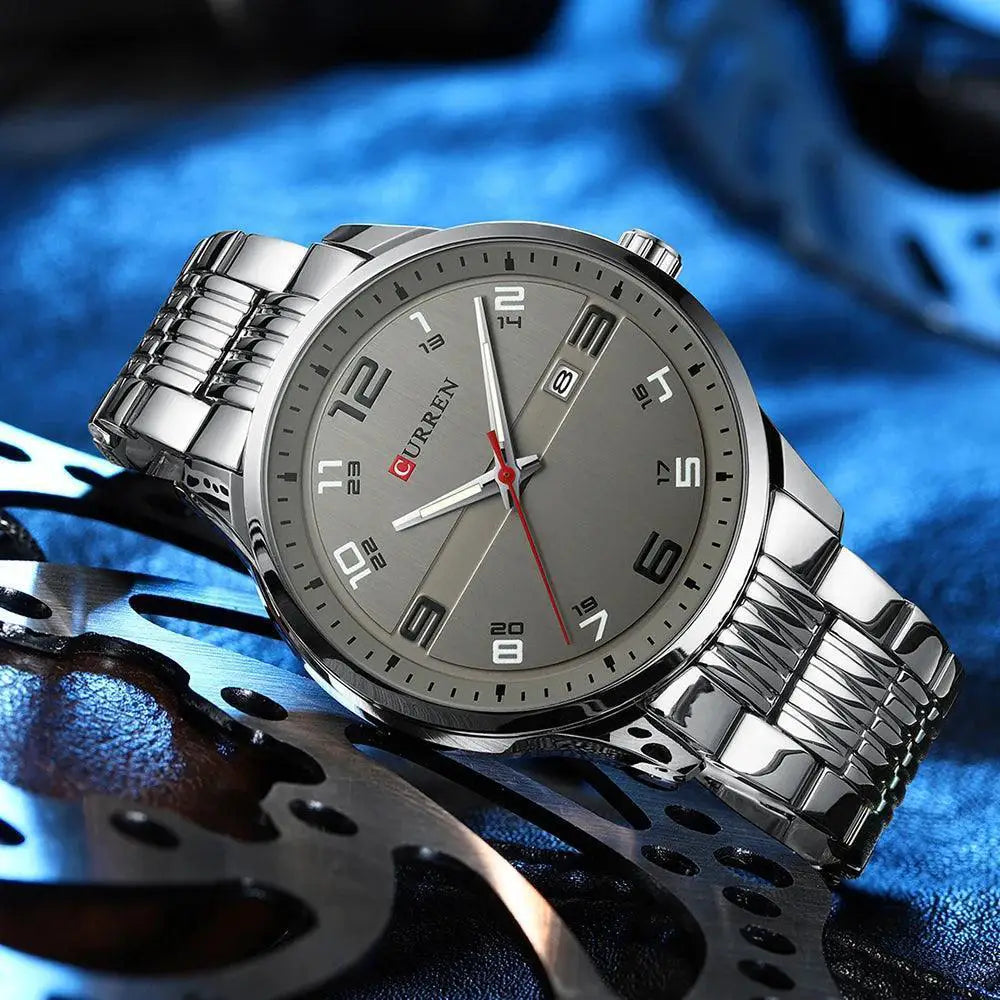 Stainless Steel Quartz Watch Timepiece Luminous Hands