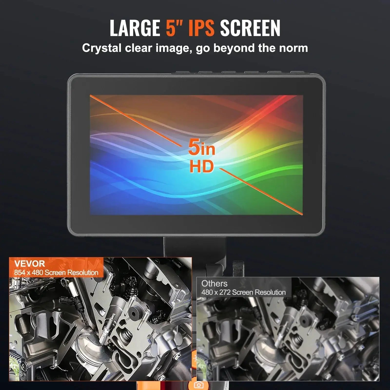 Articulating Borescope Camera With Light 5 Inch Screen