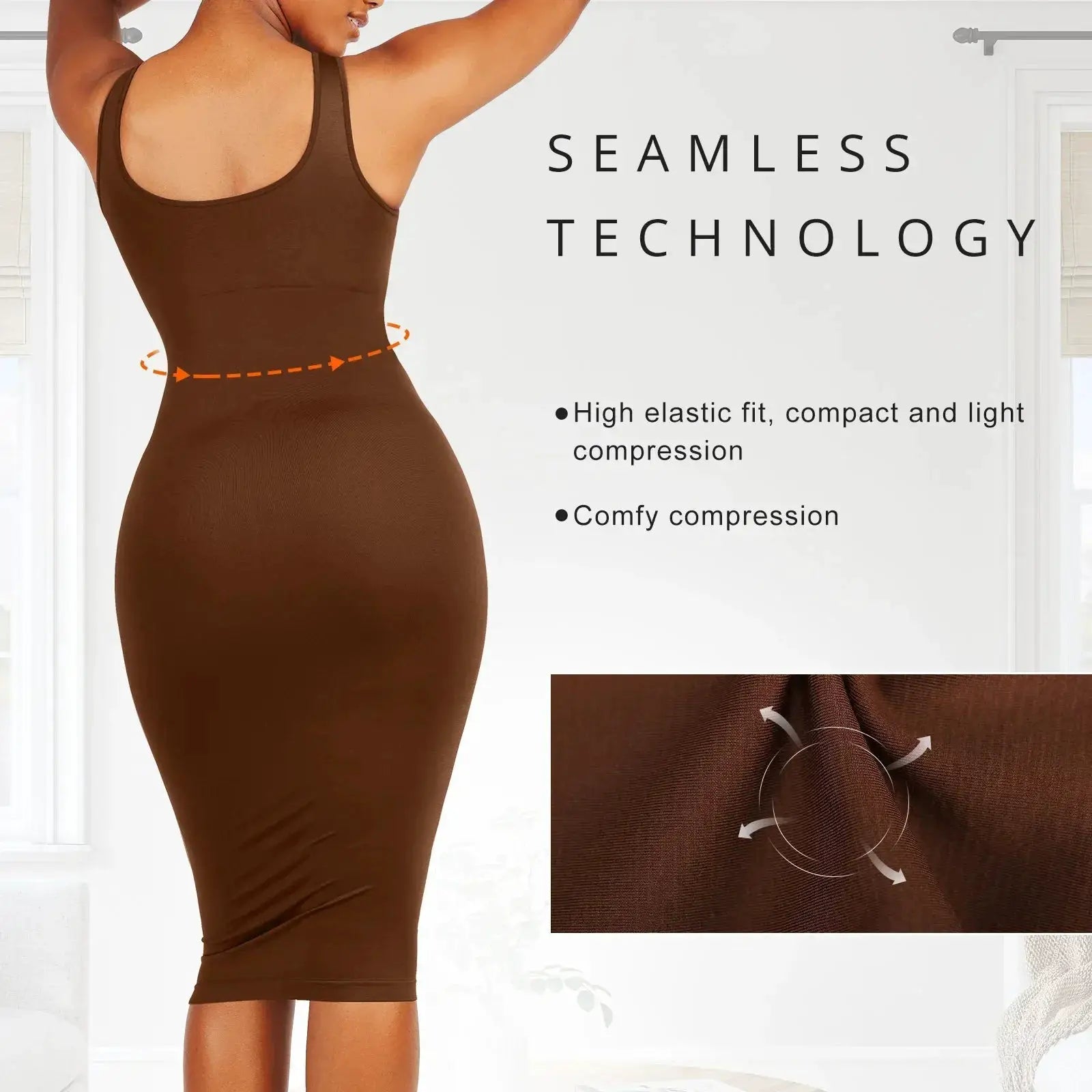 Seamless U Backless Bodysuit Dress for Women Tummy Control