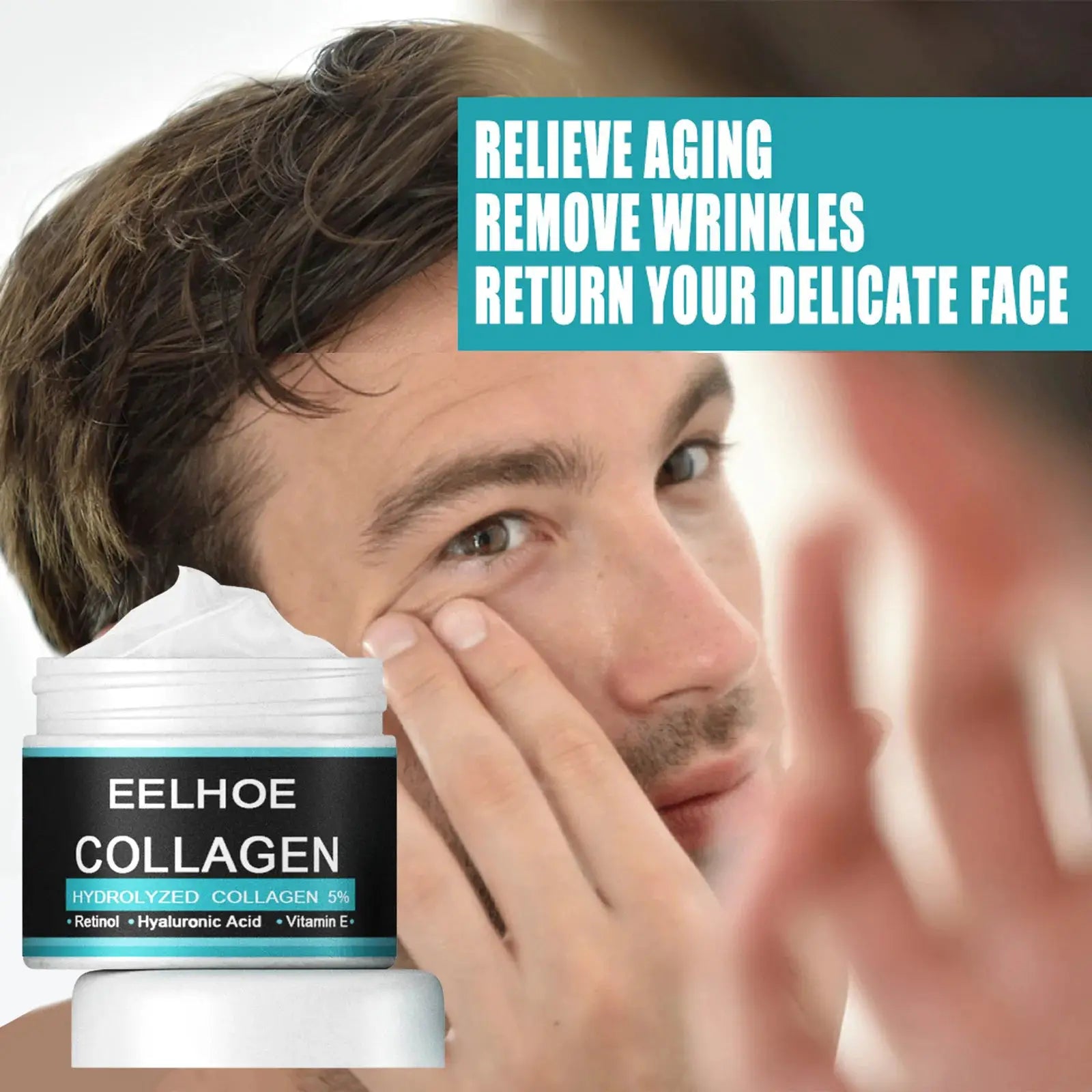 Collagen Creams For Men Smooth Wrinkle Younger Face Cream Firming Moisturizing Hyaluronic Acid Whitening Cream Facial Skin Care