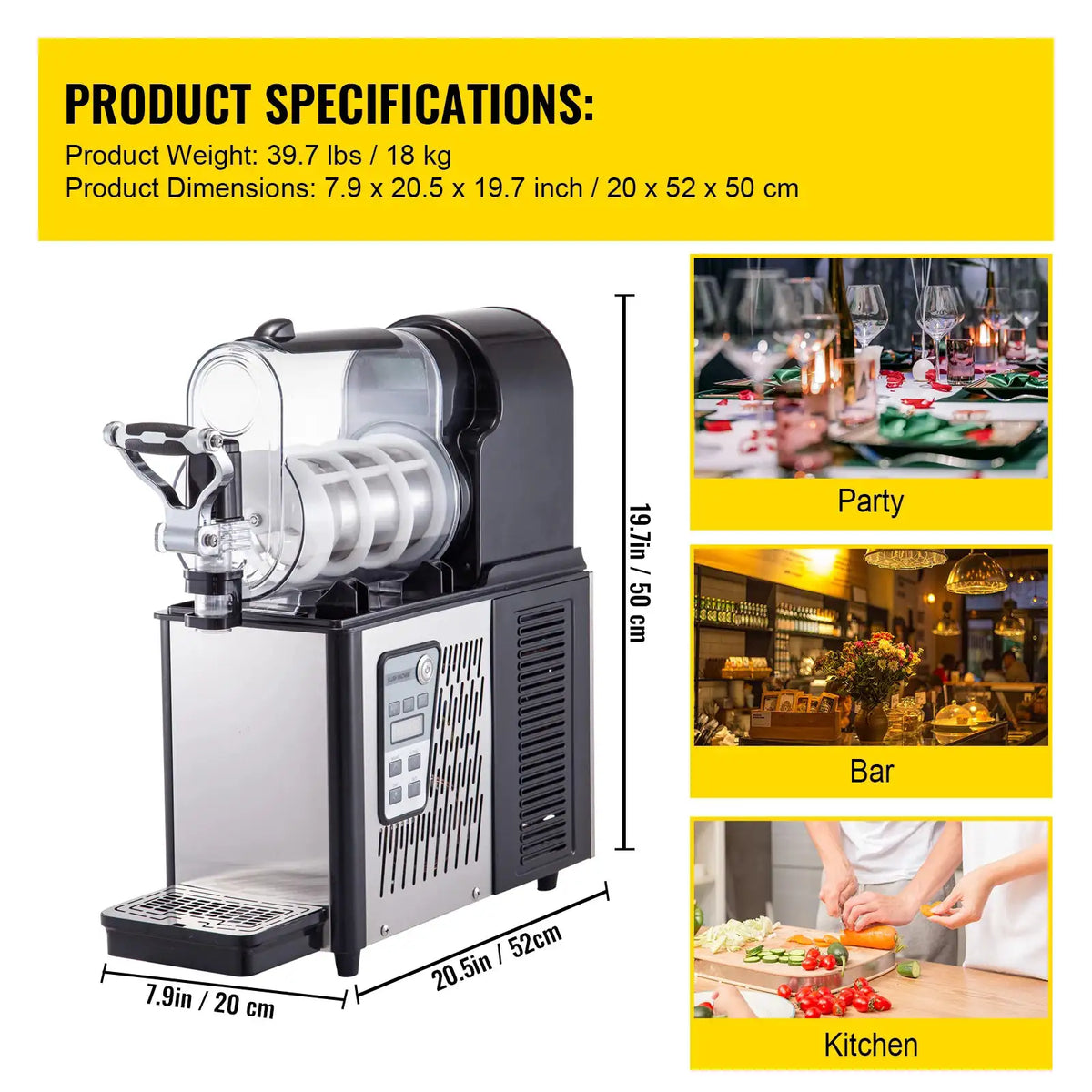 SucceBuy Commercial Slushy Machine Tank Frozen Drink Machine Cups — product view 8