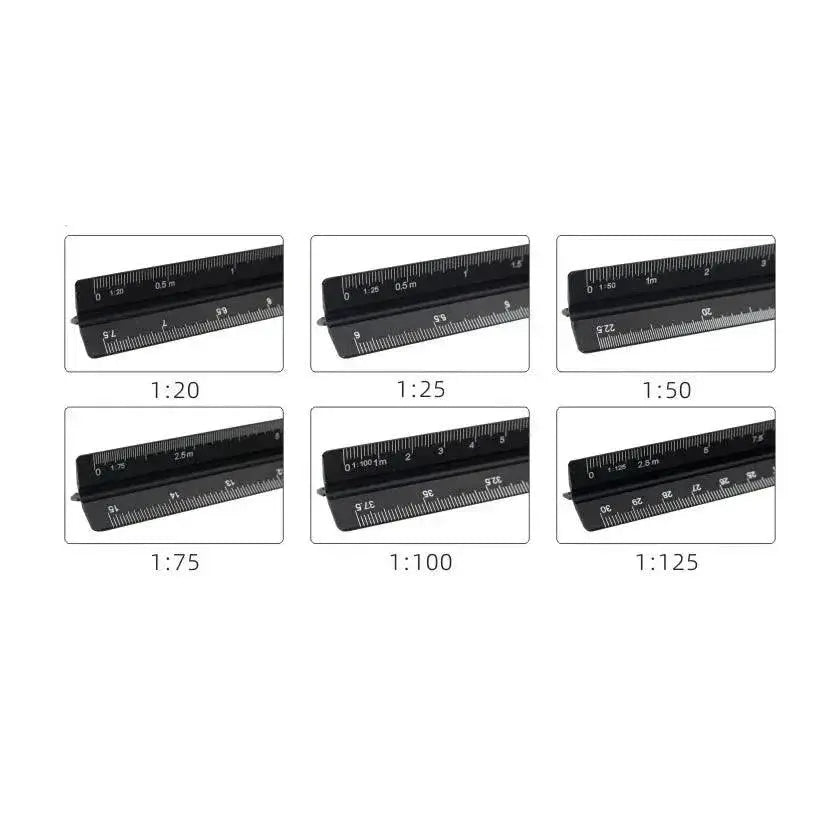 15cm Aluminum Triangular Scale Ruler 1 To 20 And 1 To 125