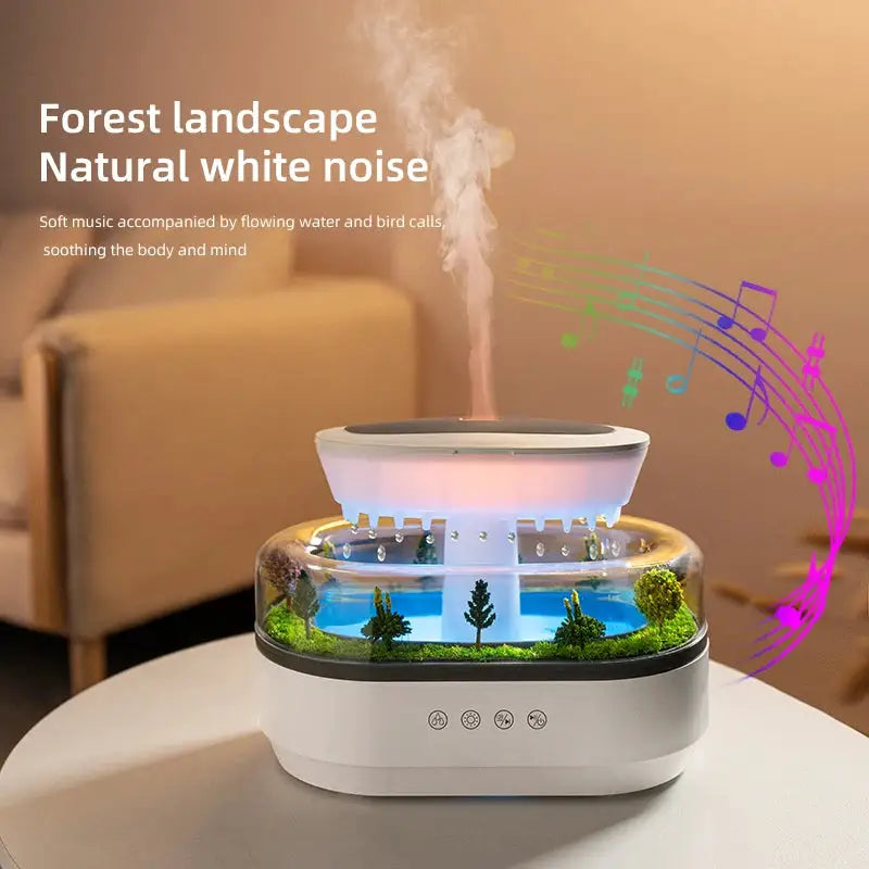 Raindrop Air Humidifier Ultrasonic Essential Oil Diffuser with Colorful Light White Noise Home Bedroom Fragrance Aromatherapy