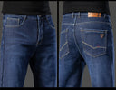 Winter Fleece Thick Jeans Men Business Casual Pants Collection