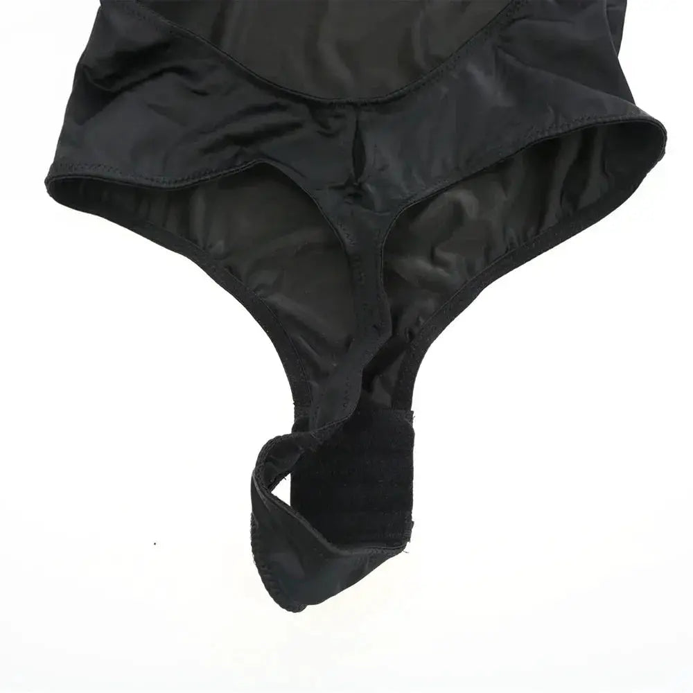 Elegant Black Deep V Backless Bodysuit With Adjustable Hooks