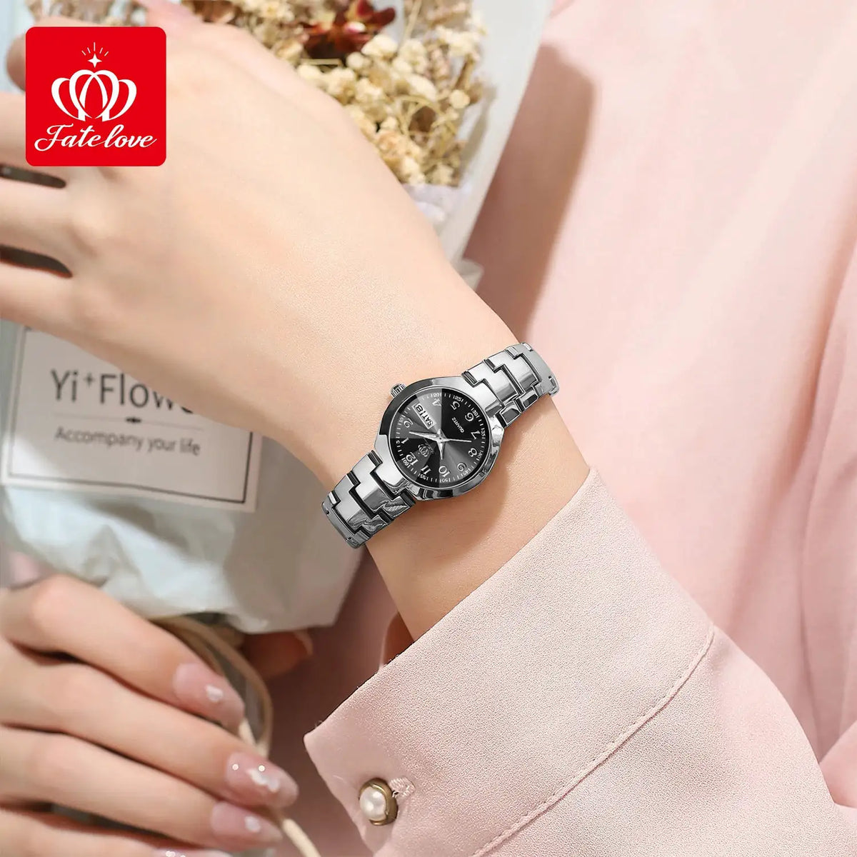 FATELOVE 818 Womens Watch Luxury Original Wristwatch For Girl Waterproof Luminous Ladies Watch Dual Calendar Display Reloj Mujer