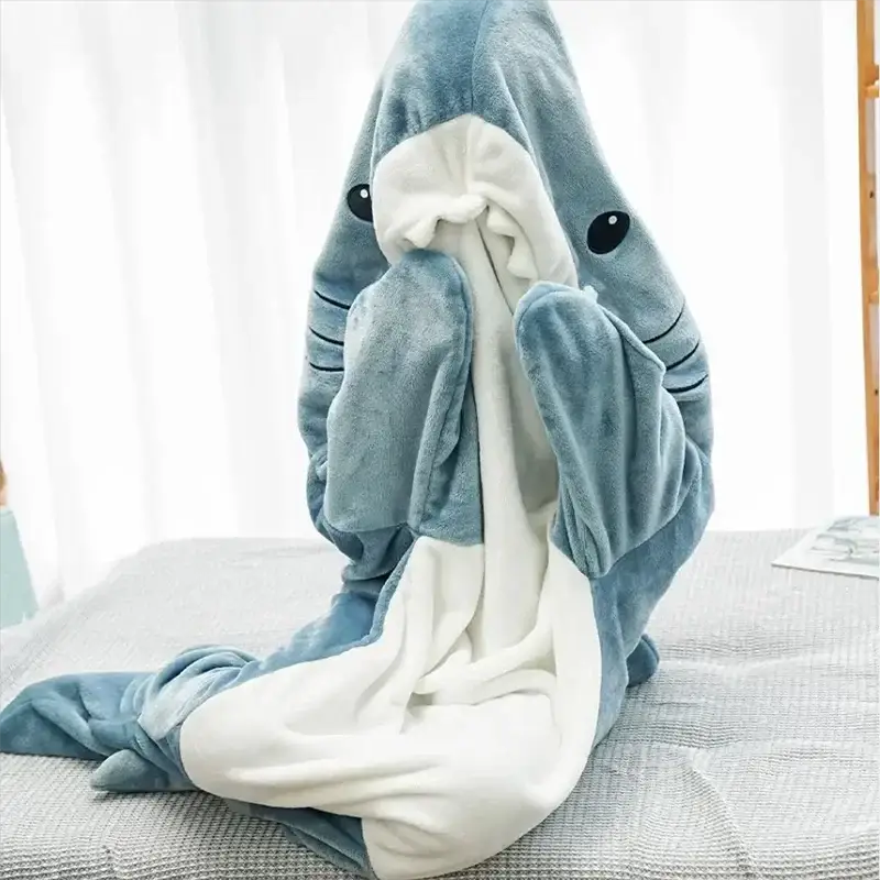 Cartoon Shark Blanket Sleeping Bag For Women Cozy Homewear