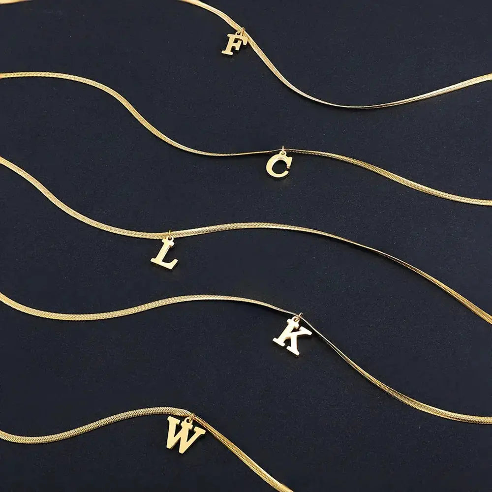 A Z Alphabet Gold Plated Stainless Steel Pendant Necklace