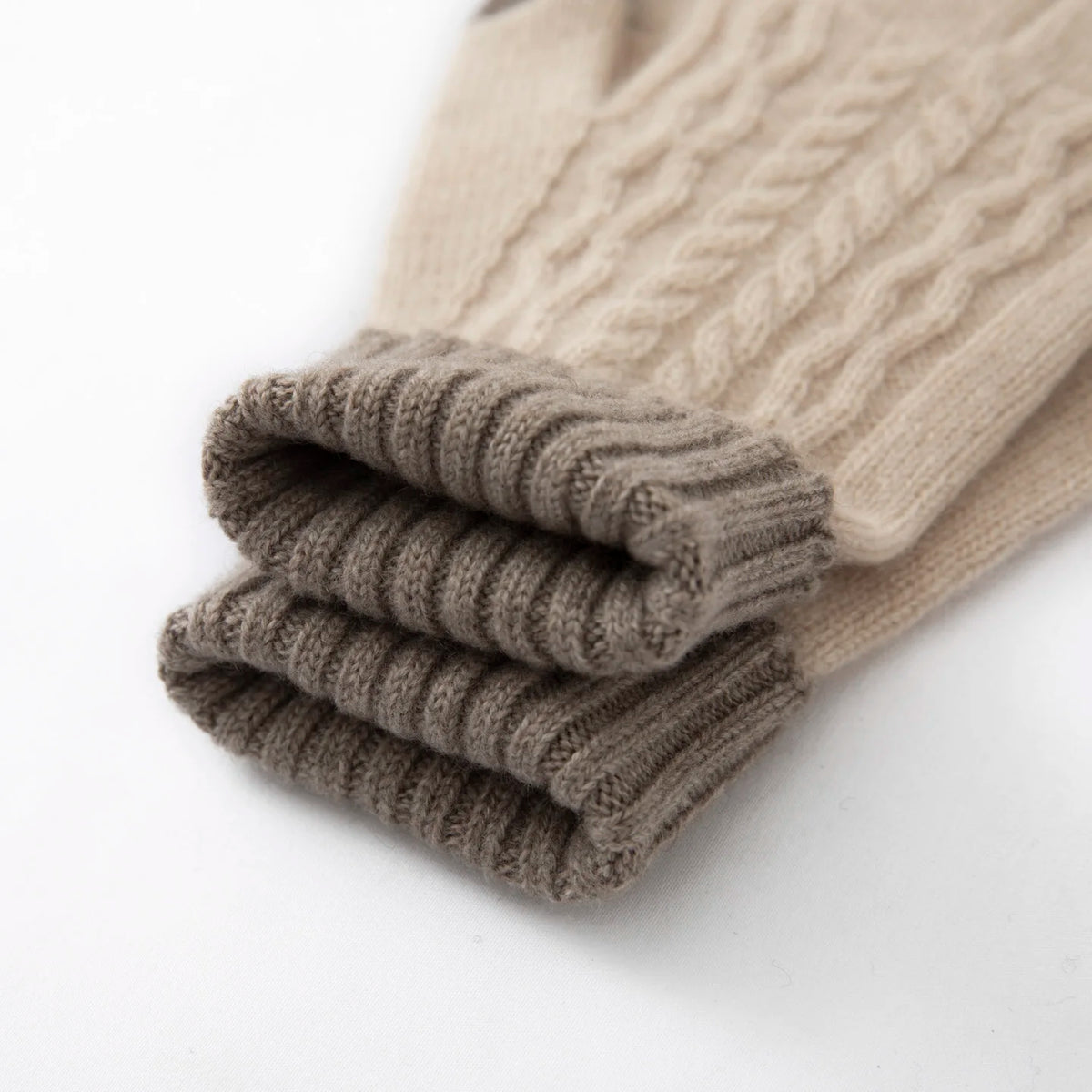Colorblock Cableknit Winter Knit Gloves