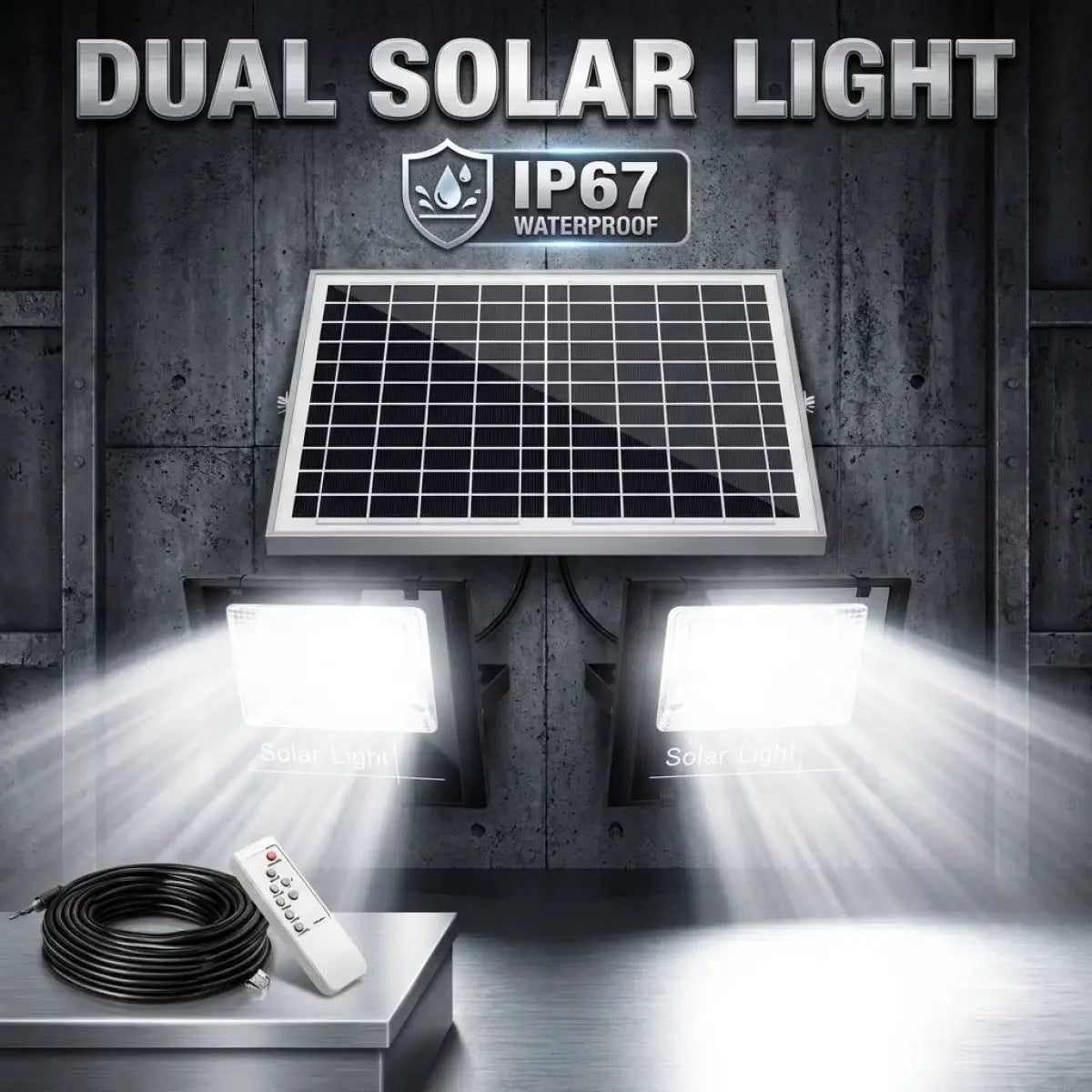 Solar Powered Dual Head Wall Lamp — product view 3