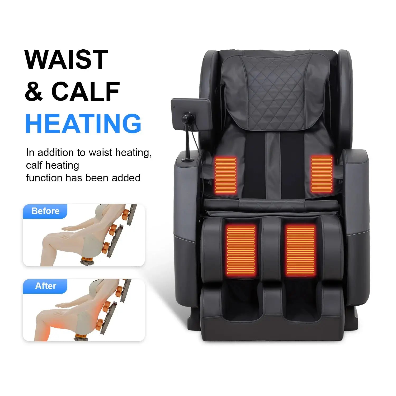 Zero Gravity Full Body Massage Chair - 10 Fixed Rollers, with Heating, Foot Massage, and Touchscreen Controls