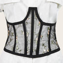 Floral Embroidery Black Corset High Waist Shaper Vintage Harajuku