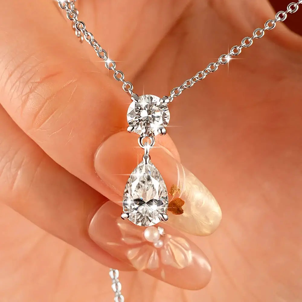 Pear Teardrop Moissanite Necklace Women — product image 4