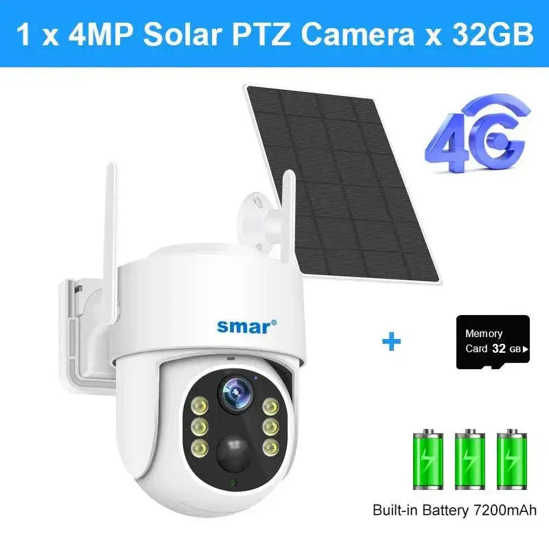 Solar-Powered IP Security Camera Biz — 4MP WiFi and 128G SD