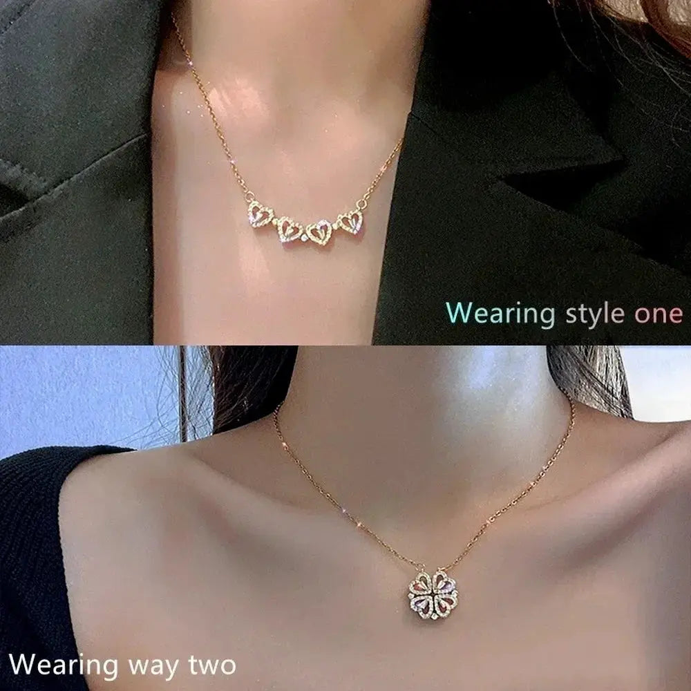 Stainless Steel Love Magnetic Clover Pendant Necklace Women - OurLum.com
