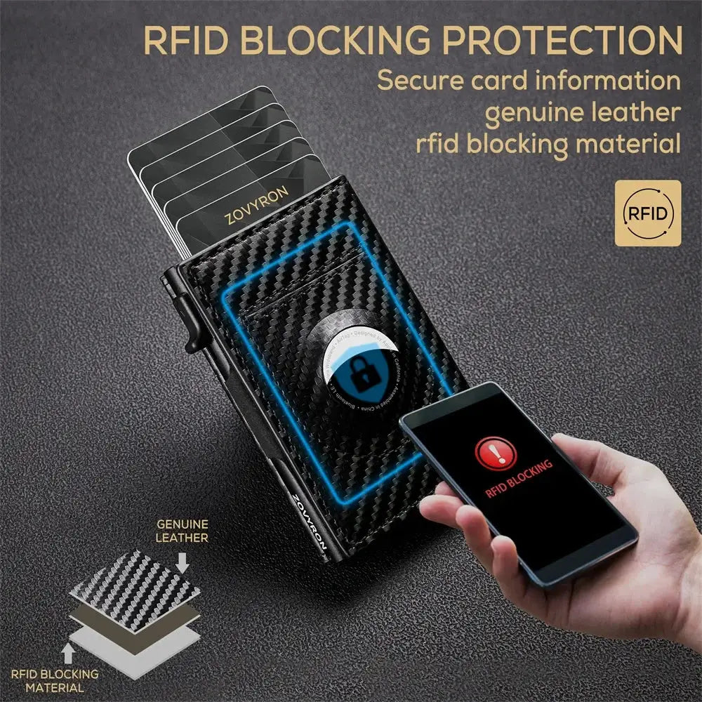 Slim Aluminum Carbon Fiber Card Holder Airtag Wallet For Men