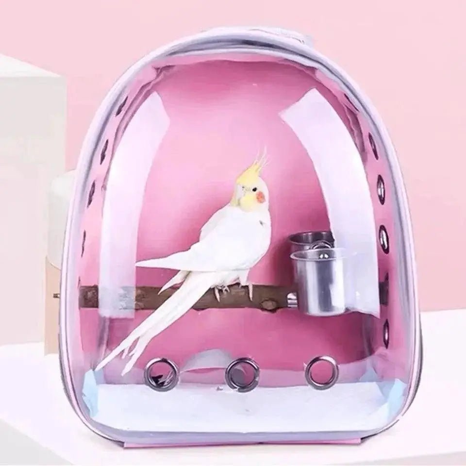 Featherway Bird Carrier Backpack Parrots Transparent Design