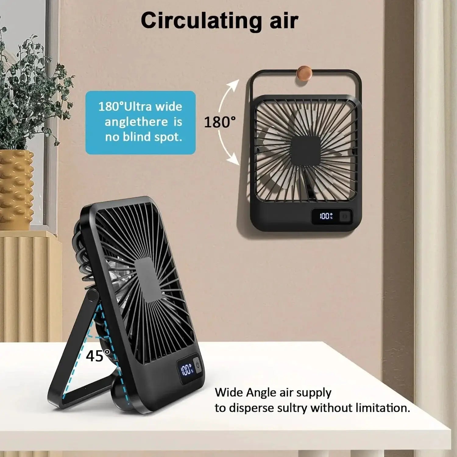 Desk Fan Portable USB Rechargeable 180 Degree Tilt Quiet - OurLum.com