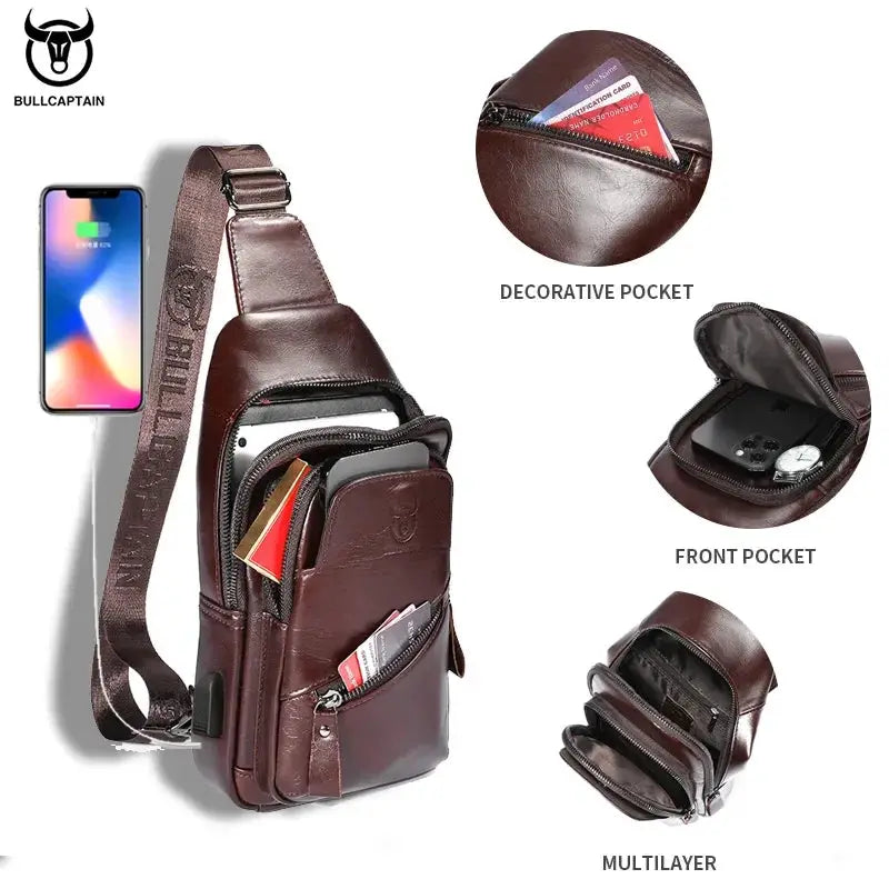 Bull Captain 2023 Leather Chest Bag Large Capacity XB 127