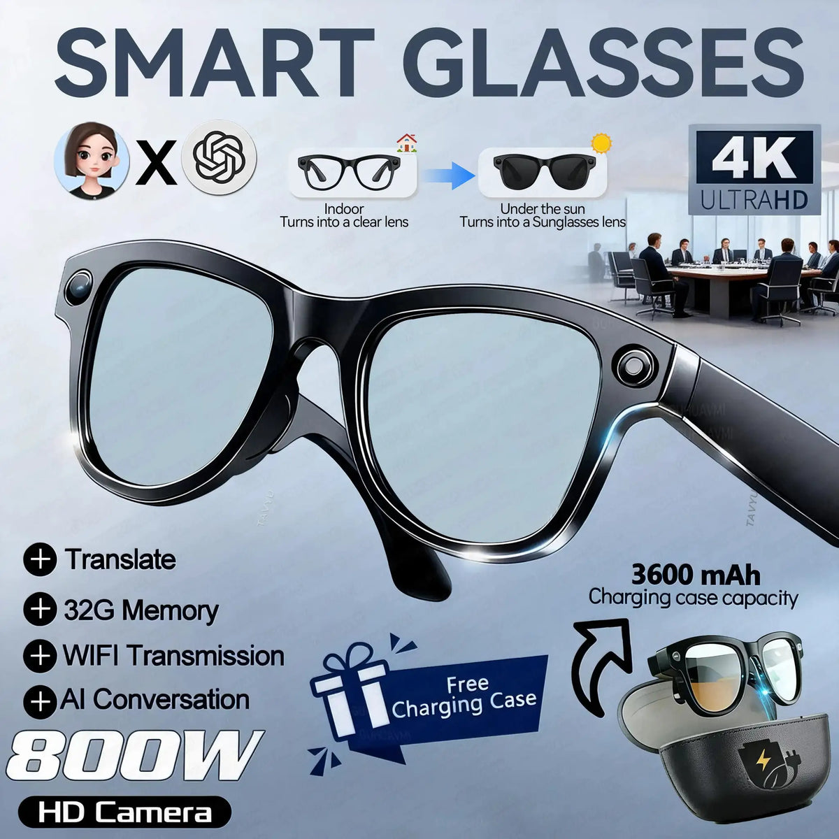 Waterproof Smart AI Sunglasses With Camera -  product image