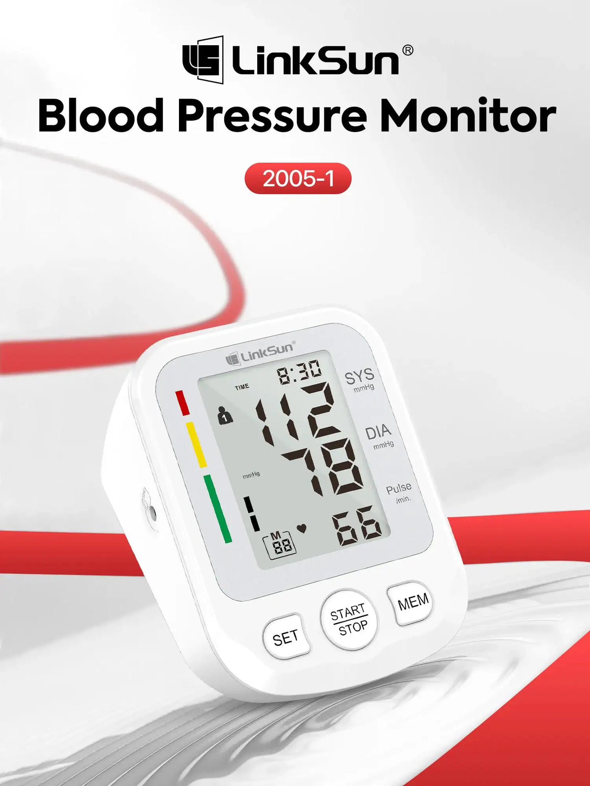 LinkSun Smart Blood Pressure Monitor Tensiometer Upper Arm Automatic Digital BP Measuring Device Blood Pressure Guage Kit 2005-1