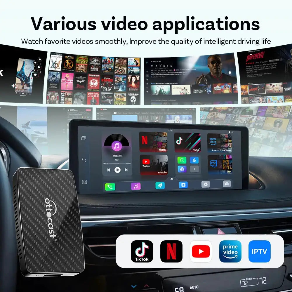 OTTOCAST Play2 Video Pro Carplay Ai Box Wireless Android Auto Adapter Built in Youtube Netflix For VW Benz Ford 99% of Cars