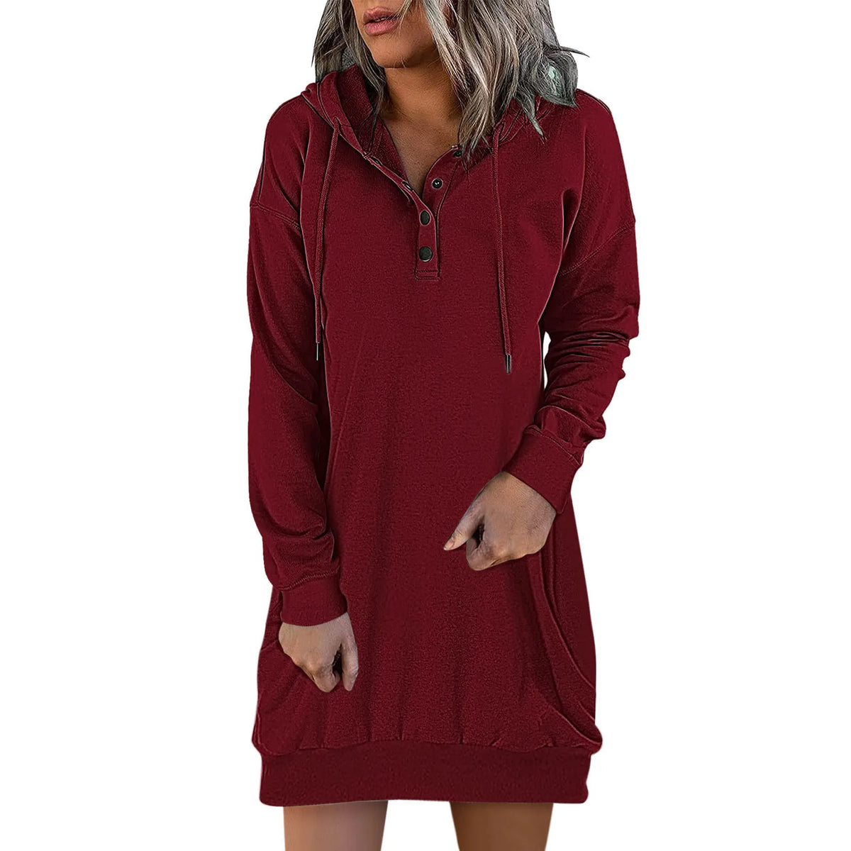 Drawstring Hooded Sweatshirt Dress