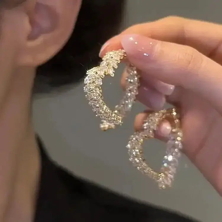 Elegant Luxury Zircon Flower Stud Earrings For Women Jewelry