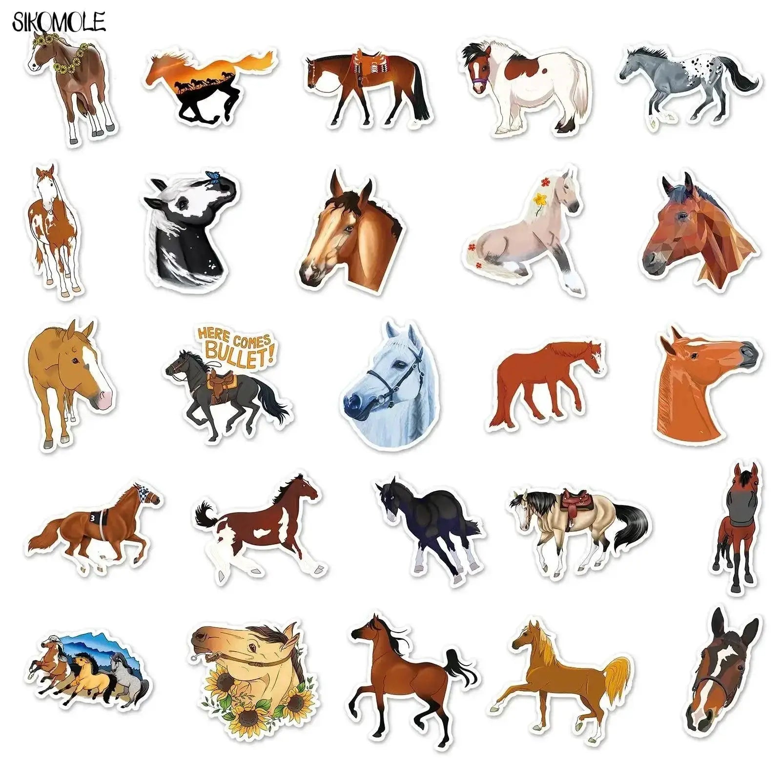 Cartoon Horse Stickers Whimsical Decals Set For Fun Decor