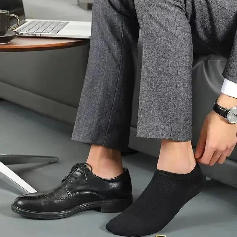 Mens Boat Socks Set 10 Pairs Classic Colors Black White Grey