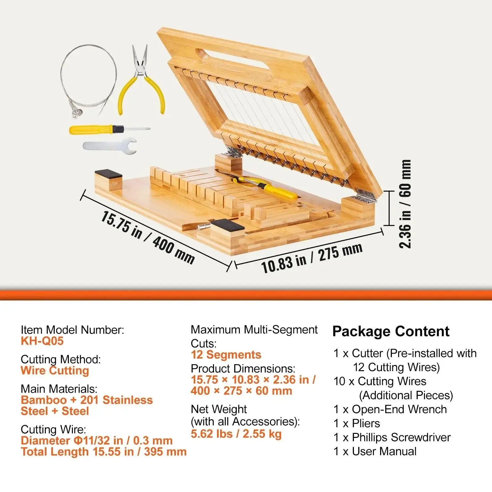 VEVOR Soap Cutter 1 To 12 Bars Precisely Bamboo Slicer