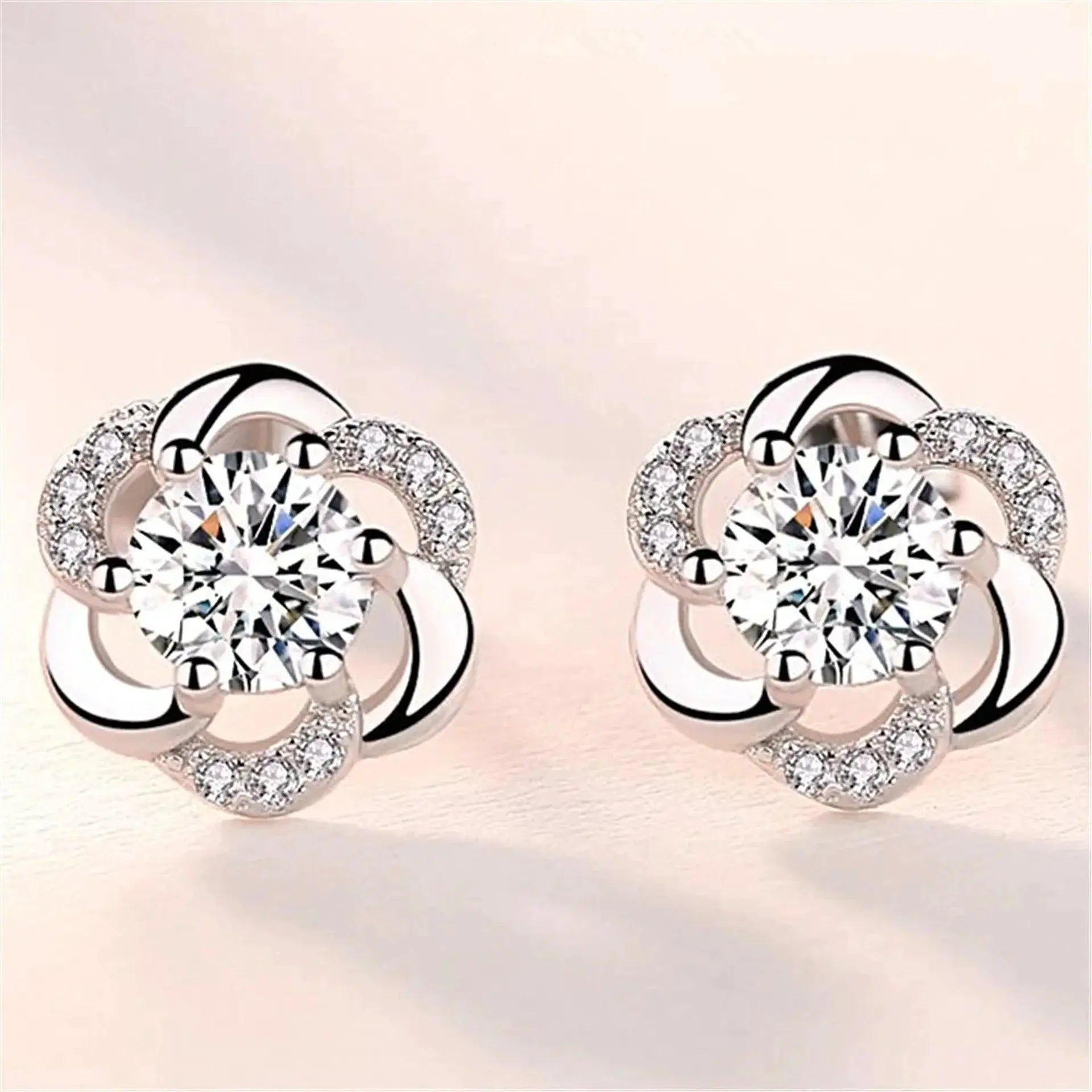 Starlight Elegance Sterling Silver Star Stud Earrings Zircon