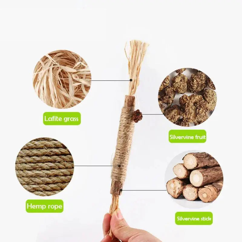 Cat Chew Stick Toy Natural Dental Health Hemp Rope Freshener