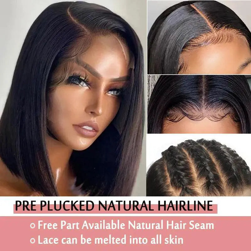 Lace Front Bone Straight Bob Wig 100 Percent Human Hair